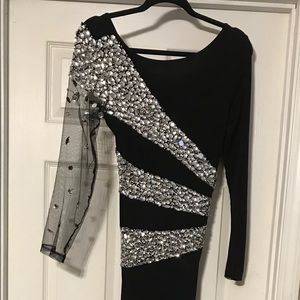 Beautiful beaded black jersey dress!